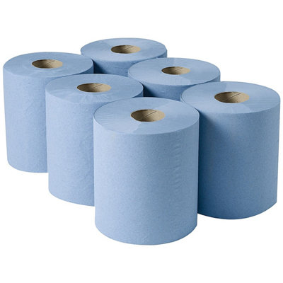 2Work 3-Ply Centrefeed Roll 135M Blue (Pack Of 6) 2W00083 from B&Q