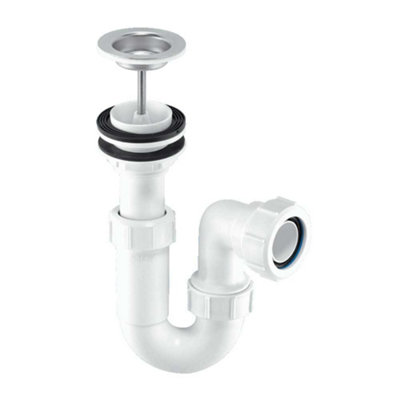 Mcalpine Asa10W Adjustable 75mm Water Seal Inlet Basin Trap With Centre Pin Waste Multifit Compression Outlet Polypropylene from B&Q
