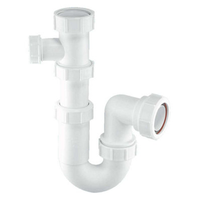 B&Q -  Bathroom 75mm Water Seal Multifit Compression Outlet Tubular Swivel Basin Trap Adjustable Inlet With 23mm Pipe Connection