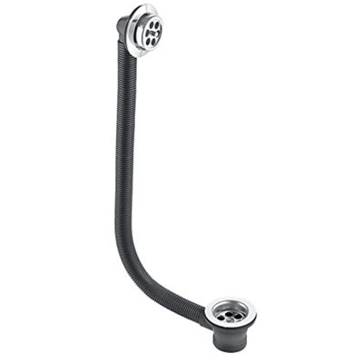 Mcalpine Chrome Plated Combined Bath Waste And Overflow With Centre Pin Fixing 1.5'' Fbw2pc Black