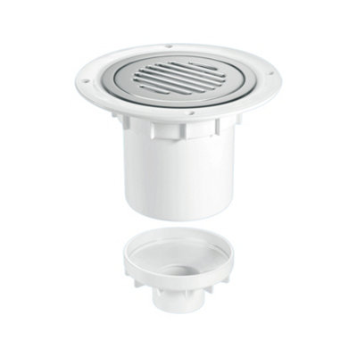 Mcalpine Tsg2Ss-Sl-Nsc 75mm Water Seal Trapped GullyClamp Ring And Cover Plate110mm Or 2" Vertical Solvent Spigot Outlet from B&Q