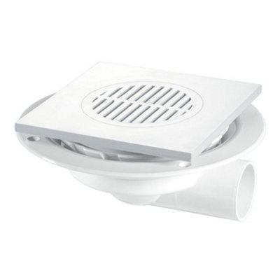 Mcalpine Usg3t6wh Untrapped Gully. Tile/Grating With Removable Grid, 1" Horizontal Outlet