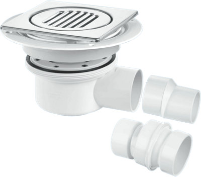 Mcalpine Tsg52-T150Ss Two Piece 50mm Water Seal Trapped GullyTile/grating With Removable Grid2" Horizontal Outlet from B&Q