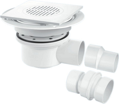 Mcalpine Tsg52T6Wh Two Piece 50mm Water Seal Trapped GullyTile/grating With Removable Grid2" Horizontal Outlet from B&Q