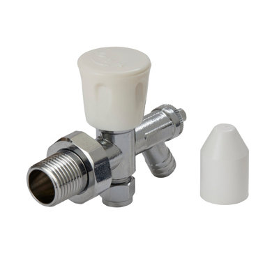 Flomasta Gloss Chrome Effect Angled Manual Radiator Valve & Drain Off (Dia)8mmPack Of 1 from B&Q