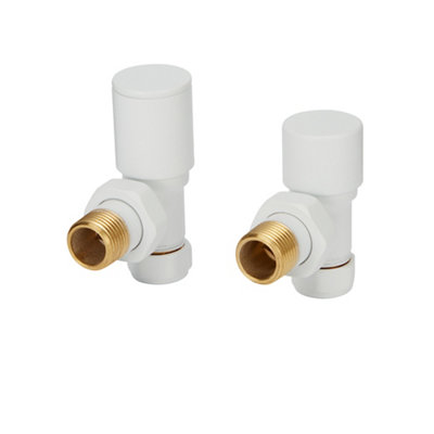 GoodHome Matt White Angled Manual Radiator Valve & Lockshield (Dia)15mmPack Of 2 from B&Q