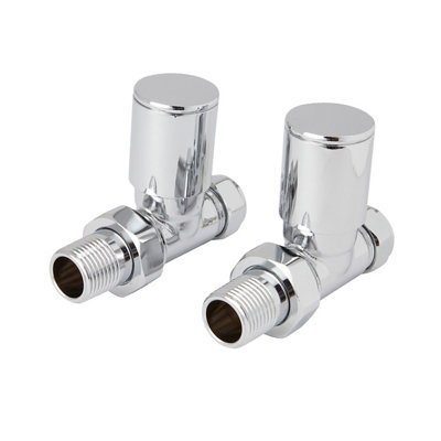 GoodHome Gloss Chrome Effect Straight Manual Radiator Valve & Lockshield (Dia)15mmPack Of 2 from B&Q