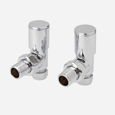 GoodHome Gloss Chrome Effect Angled Manual Radiator Valve & Lockshield (Dia)15mmPack Of 2 from B&Q