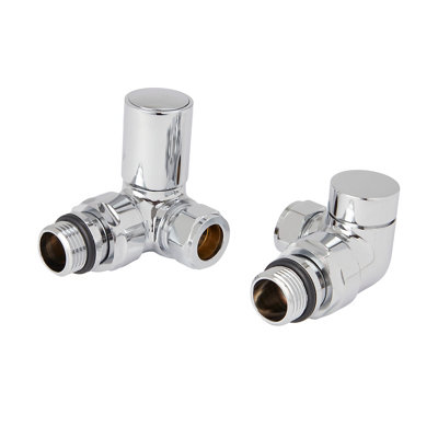 GoodHome Gloss Chrome Effect Corner Manual Radiator Valve & Lockshield (Dia)15mmPack Of 2 from B&Q