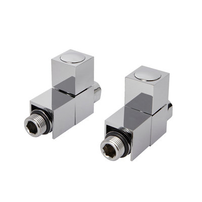 GoodHome Gloss Chrome Effect Straight Manual Radiator Valve & Lockshield (Dia)15mmPack Of 2 from B&Q