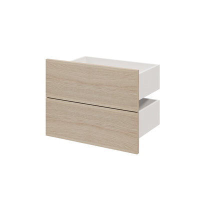 B&Q -  Atomia Modular Gloss Oak Effect Slab Medium External Drawer (H)185mm (W)497mm (D)300mmSet Of 2