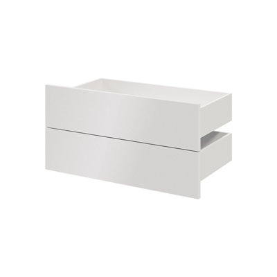 B&Q -  Atomia Modular Matt White Slab Large External Drawer (H)185mm (W)747mm (D)390mmSet Of 2