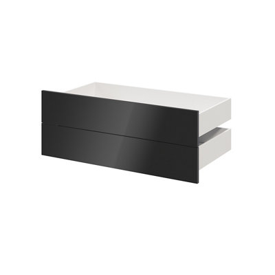 B&Q -  Atomia Modular Gloss Anthracite Slab Large External Drawer (H)185mm (W)997mm (D)500mmSet Of 2
