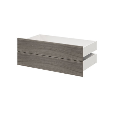 B&Q -  Atomia Modular Matt Grey Oak Effect Slab Large External Drawer (H)185mm (W)997mm (D)500mmSet Of 2