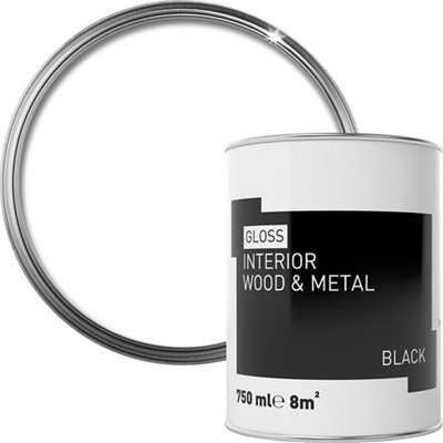 Black Gloss Metal & Wood Paint750Ml from B&Q