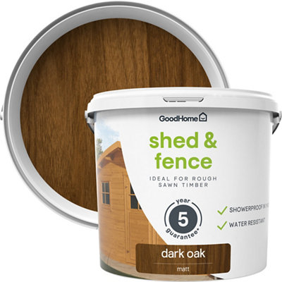 GoodHome Dark Oak Matt Fence & Shed Stain5L from B&Q