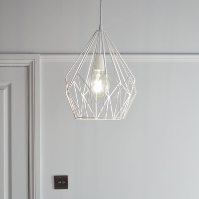 B&Q -  Phobeto Matt White Pendant Ceiling Light(Dia)310mm
