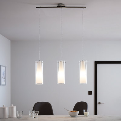 B&Q -  Dimonika White Chrome Effect 3 Lamp Pendant Ceiling Light(Dia)110mm