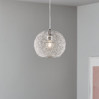 GoodHome Phaidros Chrome Effect Spherical Light Shade (D)24Cm from B&Q