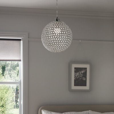 B&Q -  Mantus Chrome Effect Pendant Ceiling Light(Dia)300mm