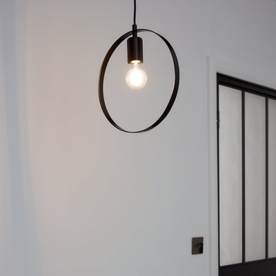 GoodHome Kaitains Matt Black Pendant Ceiling Light(Dia)280mm from B&Q