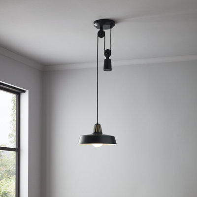 B&Q -  Yarra Matt Black Pendant Ceiling Light(Dia)300mm