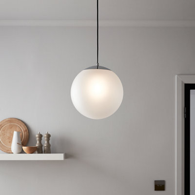 GoodHome Dacite Matt White Chrome Effect Pendant Ceiling Light(Dia)280mm from B&Q