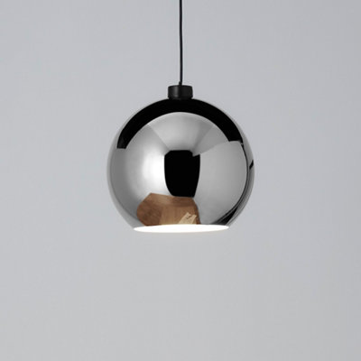 GoodHome Pocyon Chrome Effect Pendant Semi-Circle Light Shade (D)28Cm from B&Q