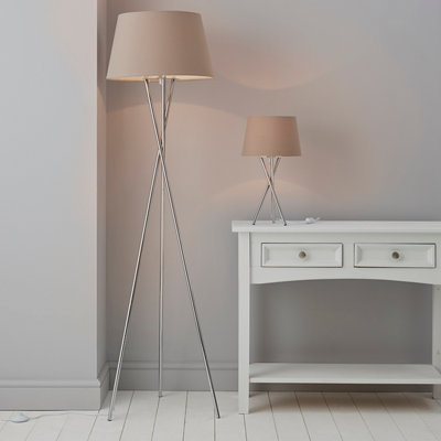 GoodHome Gooban Chrome Effect Floor & Table Lamp from B&Q