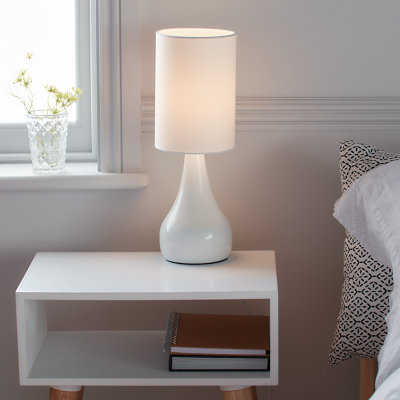GoodHome Tertrez Classic Teardrop Satin White Table Light from B&Q