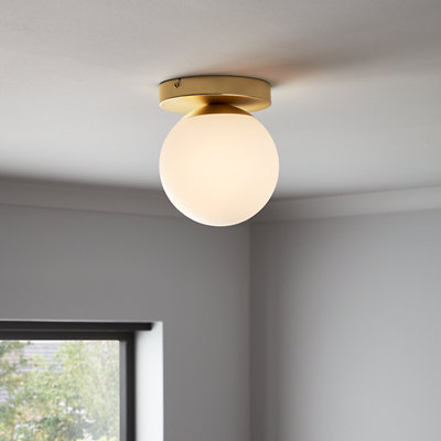 B&Q -  Baldaz Satin Brass Effect Pendant Ceiling Light(Dia)160mm