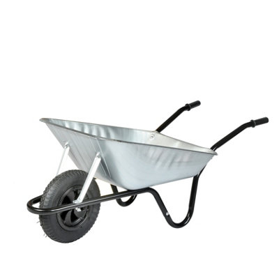 B&Q -  Metal Galvanised 85L Heavy Duty Pneumatic Wheelbarrow11.5Kg