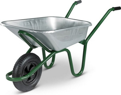 B&Q -  Endurance Galvanised Heavy-Duty Wheelbarrow With 150Kg/90L CapacityGalvanised MetalPuncture-Proof WheelAnti-Slip Handles