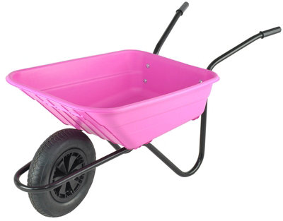 Bristol Tool Company Bristol Shire Mucker Heavy-Duty Pink Wheelbarrow With 120Kg/90L CapacityPlastic PanPuncture-Proof WheelAnti-Slip Handles from B&Q