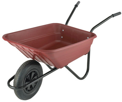 Bristol Tool Company Bristol Shire Mucker Heavy-Duty Burgundy Wheelbarrow With 120Kg/90L CapacityPlastic PanPuncture-ProofAnti-Slip Handles from B&Q