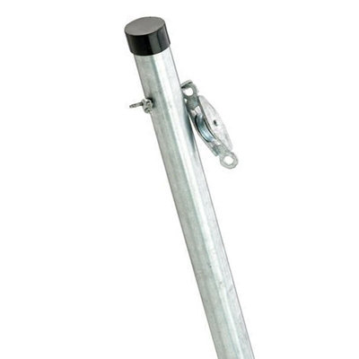 Charles Watson 2.4M Washing Clothes Line Pole Post Cleat & Pulley Galvanised One Piece With Ground Socket from B&Q