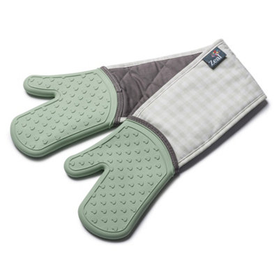 Zeal Waterproof Silicone Double Oven GlovesSage Green from B&Q