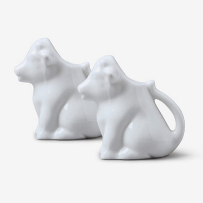 Porcelain White Cow Milk Jug With Handle, Coffee Tea Creamer Jug Set of 2 50ml - Image 3