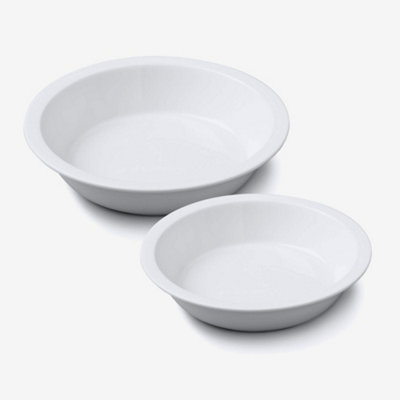 WM Bartleet & Sons 1750 Set of 2 Traditional Porcelain Round Pie Dish with Crust Rim, 27cm, 20cm – White, (TSET22) - Image 4