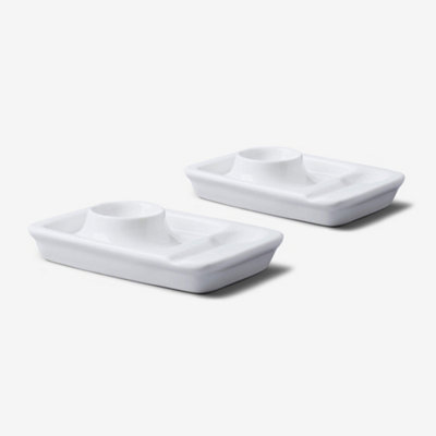 W.M Bartleet & Sons Wm Bartleet & Sons Porcelain Egg Plate With Spoon HolderSet Of 2 from B&Q