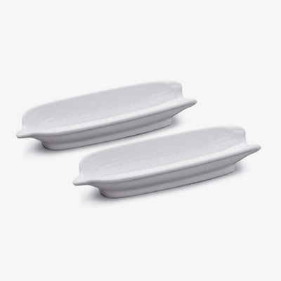 W.m Bartleet & Sons Wm Bartleet & Sons Porcelain Corn On The Cob Serving Plate, Set Of 2 White