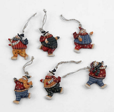 Christmas Tree Hanging DecorationsSnowman 7Cm Pack Of 6 Assorted from B&Q