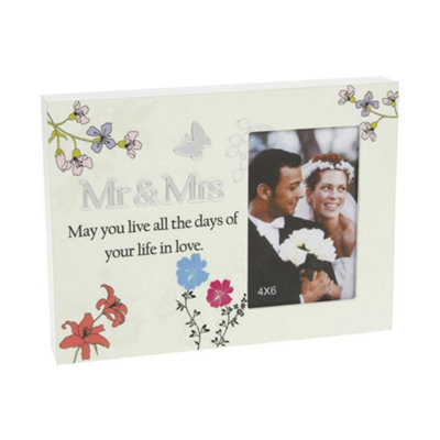 Reflections Floral Photo Frame 4X6"Mr & Mrs from B&Q