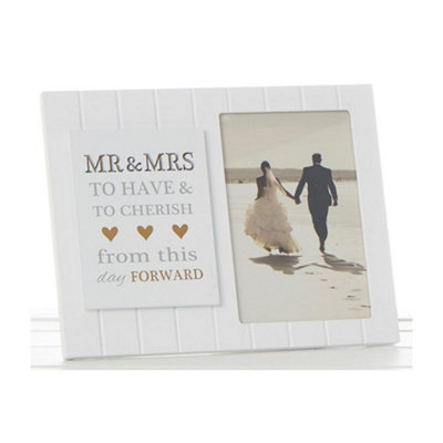 Sentiment Wedding Photo Frame 4X6" Mr & Mrs from B&Q