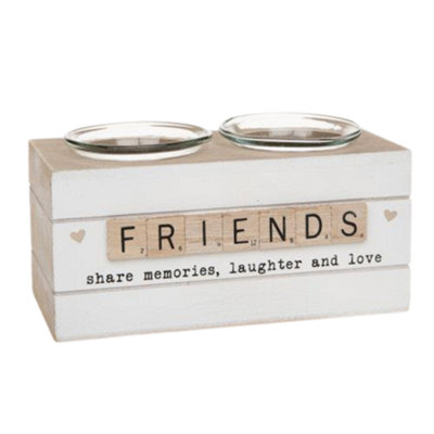 Scrabble Sentiments Double Tea Light Candle HolderFriends from B&Q