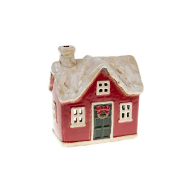 Village Pottery Christmas Traditional House Tea Light Holder from B&Q