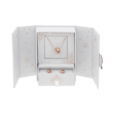 Equilibrium Rose Gold Plated Necklace & Earrings Gift SetLove Knot from B&Q