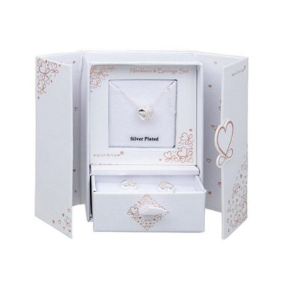 Equilibrium Silver Plated Necklace & Earrings Gift SetSparkle Heart from B&Q