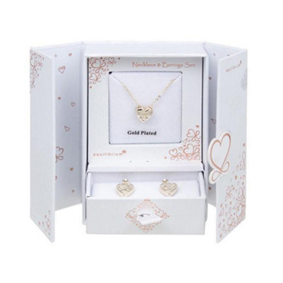 Equilibrium Gold Plated Necklace & Earrings Gift SetDiamante Heart from B&Q