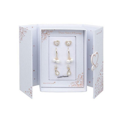 Equilibrium Gold Plated Earrings Gift Set - Pearls